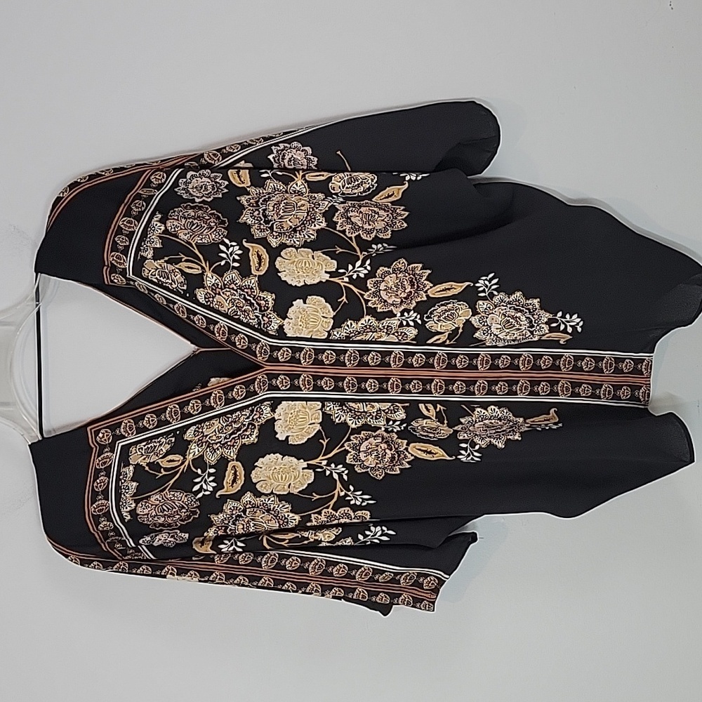 Rose & Olive Bohemian Floral Kimono Sleeve Top size Small